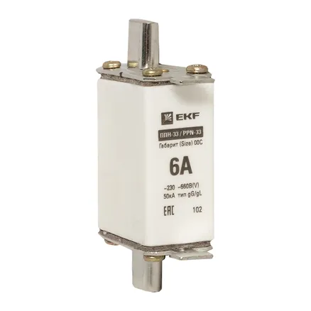 Плавкая вставка ППН-33 100/6А габарит 00С EKF (fus-33/100/6)