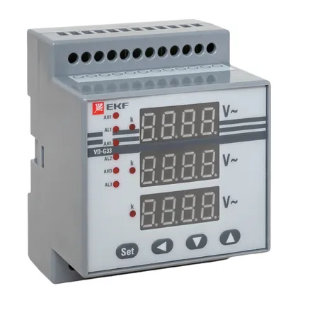 VD-G33 Вольтметр цифровой на DIN трехфазный EKF PROxima (без поверки (vd-g33)