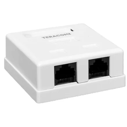 Розетка настенная TERACOM PRO Cat.6 неэкран. 2 порта RJ-45 Dual IDC белая (TRP-WBOX-2RJ45-6UTP-WH)