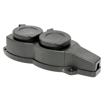 Роз. (колодка) двухмест. с защит. крышками каучуковая 230В 2P+PE 16A IP44 EKF Марс (RPS-018-16-230-44)