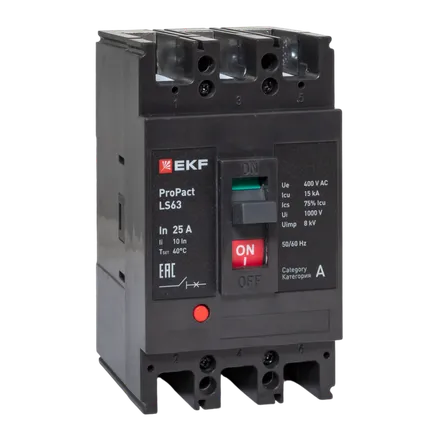 LS63 15кА 3P 25А ProPact EKF (mccb-63-15-3-25-ls)