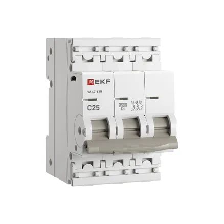 Авт. выкл. 3P 25А (C) 4,5kA ВА 47-63N PROxima EKF (M634325C)