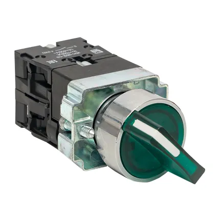 Переключатель BD33 3P c зеленой подсветкой 230В NO EKF (xb2-bk33-g-230)