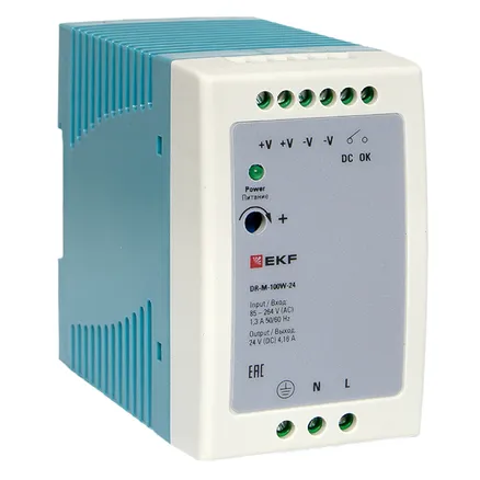 Блок питания на дин рейку 100 Вт, 220 В AC /24 В DC (DR-M-100W-24)