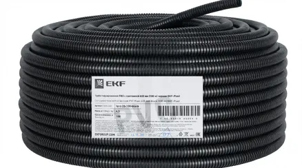 Труба гофр. ПВХ с протяжкой d20 мм (100 м) черная EKF-Plast (tg-z-20-100-black)