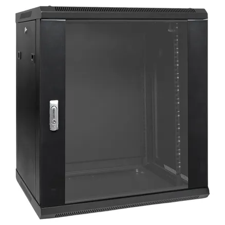 Шкаф настенный 19" TERACOM PRO 12U 600x450 мм дверь стеклянная с замком-ручкой чёрный (TRP-WLL-1264-40B)