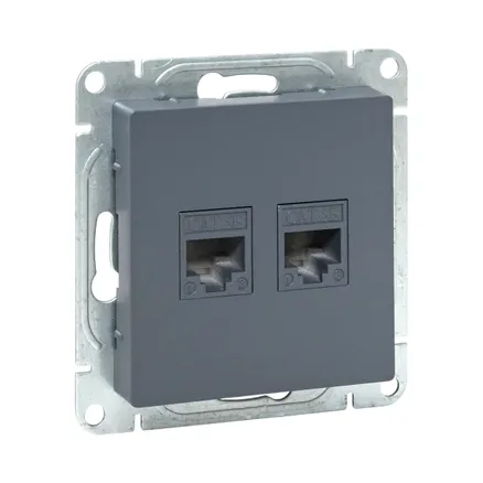 Механизм роз., RJ45 - 2шт, (cat5), графит., Эпика EKF (UP1-SOG-2RJ45-5)
