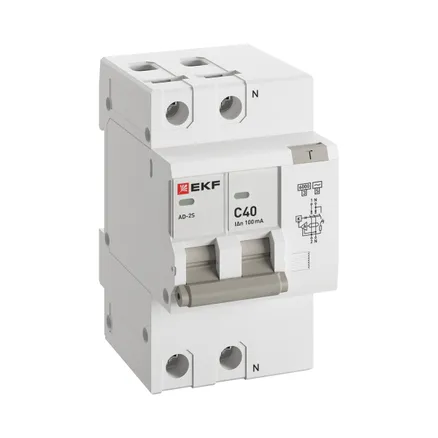 АВДТ АД-2 2Р (S) 40А х-ка C 100мА тип АС эл. 6кА PROXIMA EKF (DA2-6-40-100S-pro)