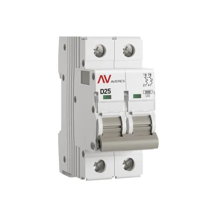 AV-10 2P 25A (D) 10kA EKF AVERES (mcb10-2-25D-av)
