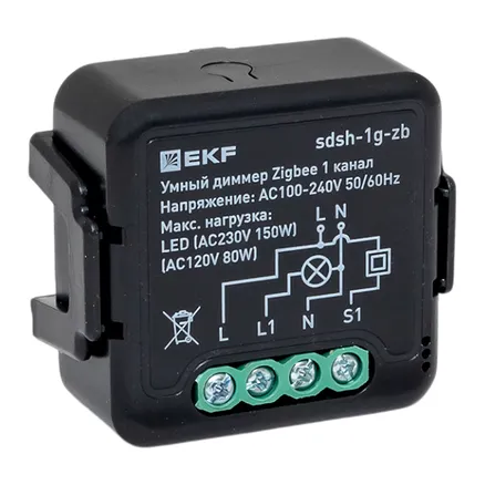 Умный диммер в подрозетник 1-канальный Zigbee EKF Connect Select (sdsh-1g-zb)