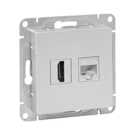 Механизм роз. HDMI+RJ45 (cat5), алюм. Эпика EKF (UP1-SOA-HDMI+RJ45)