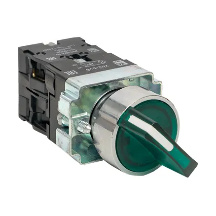 Переключатель BD21 2P c зеленой подсветкой 24В NO EKF (xb2-bk21-g-24)