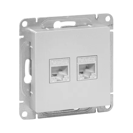Механизм роз. RJ45 - 2шт, (cat5), алюм. Эпика EKF (UP1-SOA-2RJ45-5)