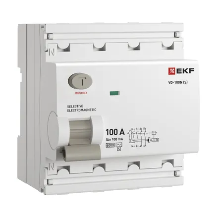 ВДТ ВД-100N (S) 4P 100А 100мА AC эл-мех 6кА PROXIMA EKF (E1046MS100100)