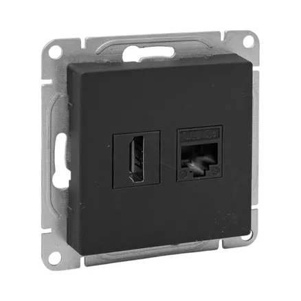Механизм роз. HDMI+RJ45 (cat5), чёрн. Эпика EKF (UP1-SOB-HDMI+RJ45)