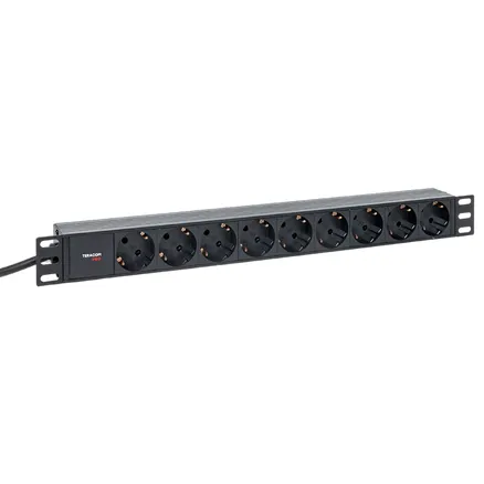Блок PDU TERACOM PRO 19" 1U 16А/250В 9 роз. Schuko шнур 2 м 3x1,5 мм2 вилка Schuko корпус пластик черный (TRP-HPD-PL-16A-9SH-2MSH)