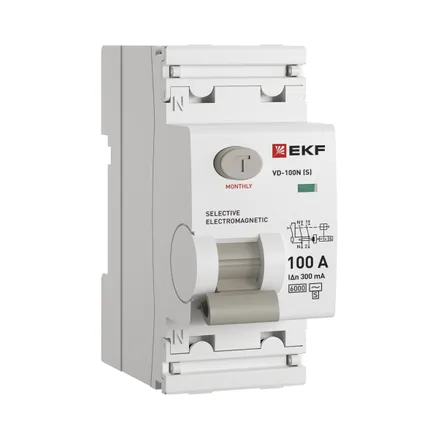 ВДТ ВД-100N (S) 2P 100А 300мА AC эл-мех 6кА PROXIMA EKF (E1026MS100300)