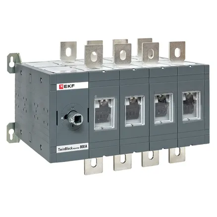Рубильник 800A 4P реверсивный без рукоятки управления TwinBlock EKF (tb-s-800-4p-rev)