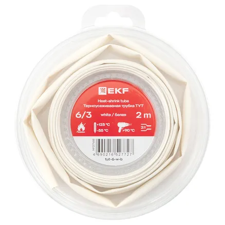 ТУТ нг 6/3 белая ролик 2 м EKF (tut-6-w-b)