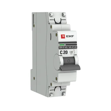 Авт. выкл. ВА 47-63 1P 20А (C) 4,5kA EKF PROXIMA (mcb4763-1-20C-pro)