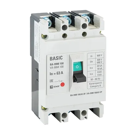 ВА-99М 100/63А 3P 35кА с электромагнитным расцепителем EKF (mccb99-100-63m-ma)