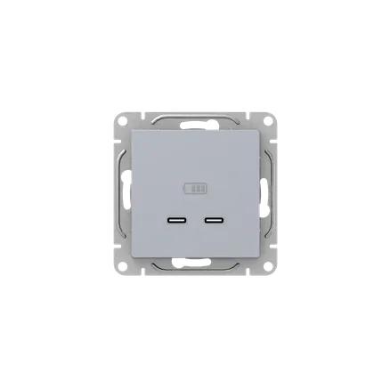 Механизм розетки USB-C - 2шт алюм. Эпика EKF (UP1-SOA-2USBC)