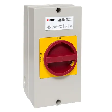 ПК-2-13 40А 3P "ВКЛ-ВЫКЛ" блок. в боксе IP65 EKF (pk-2k-13-40-a65)