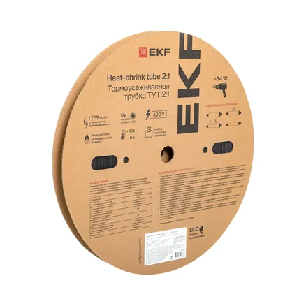 ТУТ нг 16/8 черная рулон EKF (tut-16-b)