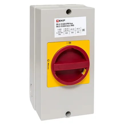 ПК-2-13 63А 3P "ВКЛ-ВЫКЛ" блок. в боксе IP65 EKF (pk-2k-13-63-a65)