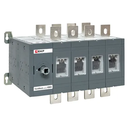 Рубильник 630A 4P реверсивный без рукоятки управления TwinBlock EKF (tb-s-630-4p-rev)