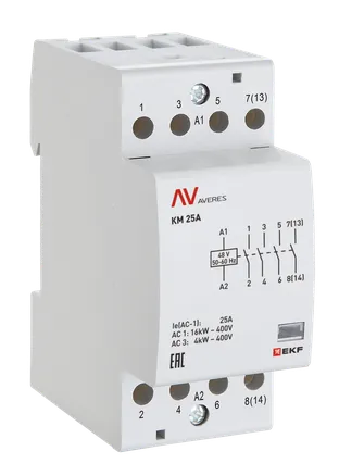 Контактор модульный КМ 25А 2NO+2NC 110В АС (2 мод.) AVERES EKF (km-av-2-25-22-110V)