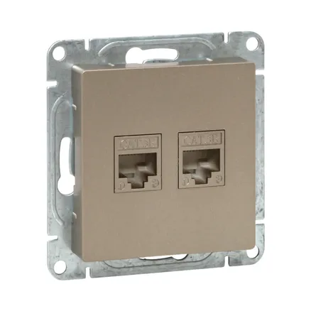 Механизм роз., RJ45 - 2шт, (cat5), шамп., Эпика EKF (UP1-SOC-2RJ45-5)