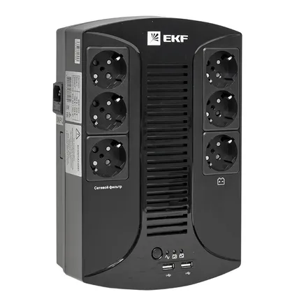 ИБП E-Power Home 800 ВА , 480Вт, 6хSchuko, 2xUSB Charger, USB,RJ11 (SSW-800)