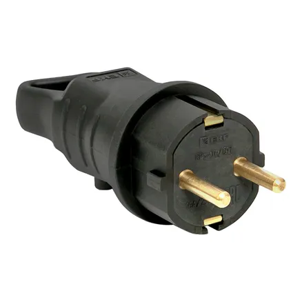 Вилка угловая каучуковая с кольцом 230В 2P+PE 16A IP44 EKF Марс (RPS-017-16-230-44)