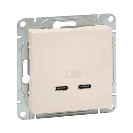 Механизм роз., USB-C - 2шт, крем., Эпика EKF (UP1-SOI-2USBC)