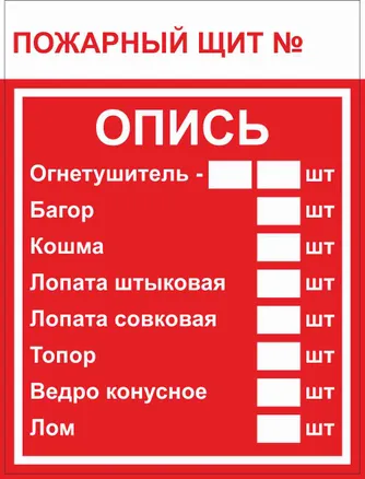 Знак пластик F15-3 "Пожарный щит. Опись" (150x200) EKF (pn-f-15-3)