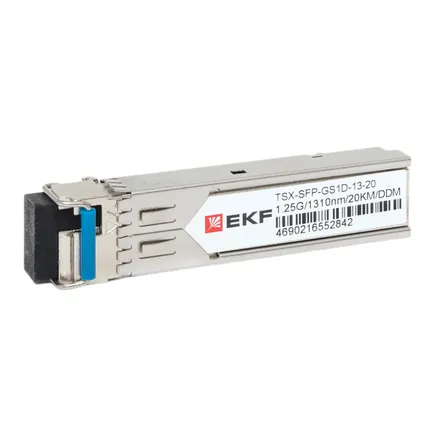 SFP модуль 1,25 Гбит одинарное одномодовое оптоволокно Tx1310нм/Rx1550нм 20км TSX EKF (TSX-SFP-GS1D-13-20)