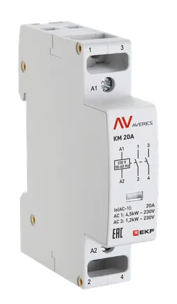 Контактор модульный КМ 20А 1NO+1NC 110В АС (1 мод.) AVERES EKF (km-av-1-20-11-110V)