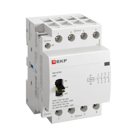 Контактор модульный КМ РУ 40А 4NO 230В АС (3 мод.) PROXIMA EKF (km-3m-40-40)