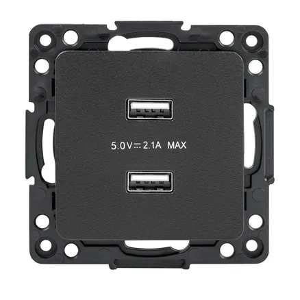 Стокгольм Механизм Розетки USB 2-местной 2,1А винтовые клеммы черный EKF (EZR16-028-10-2USB)