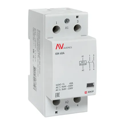 Контактор модульный КМ 40А 2NO 230В АС (2 мод.) AVERES EKF (km-av-2-40-20-230V)