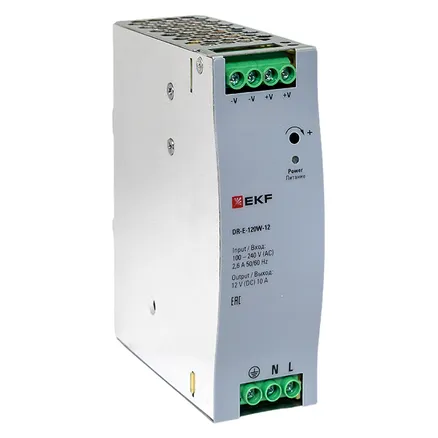 Блок питания на дин рейку 120 вт, 220 В AC /12 В DC (DR-E-120W-12)