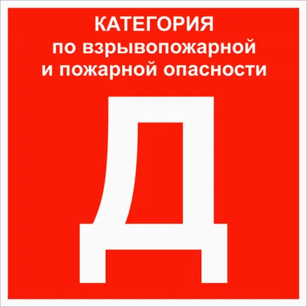 Знак пластик "Категории взрывопожарной опасности Д" (200x200) EKF (pn-d)