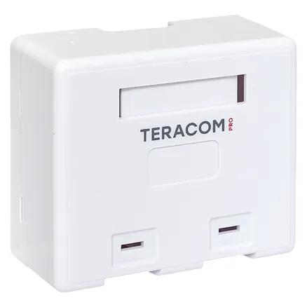 Корпус настенной розетки TERACOM PRO на 2 модуля Keystone со шторками и маркерами белый (TRP-EBOX-2KSTN-WH)