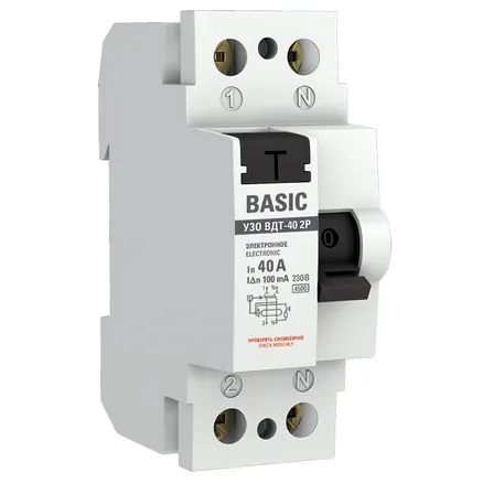 УЗО 2P 40А 100мА тип АС эл. Basic (elcb-2-40-100e-sim)