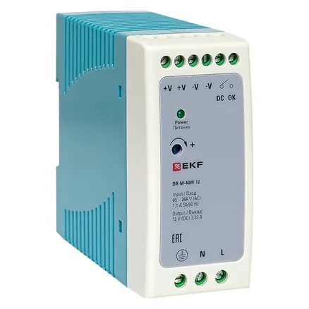 Блок питания на дин рейку 40 Вт, 220 В AC /12 В DC (DR-M-40W-12)