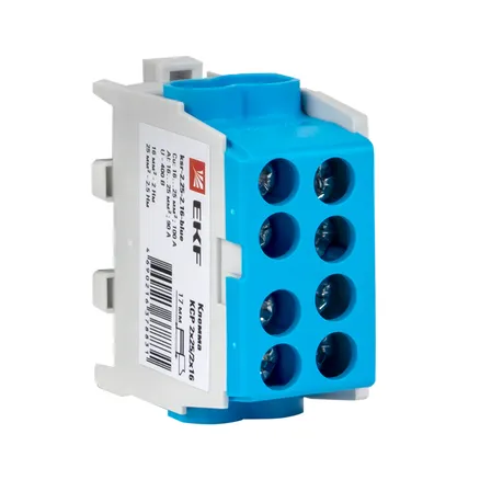Клемма распределительная КСР с двойным винтом 2x25/2x16 cиняя EKF (ksr-2.25-2.16-blue)