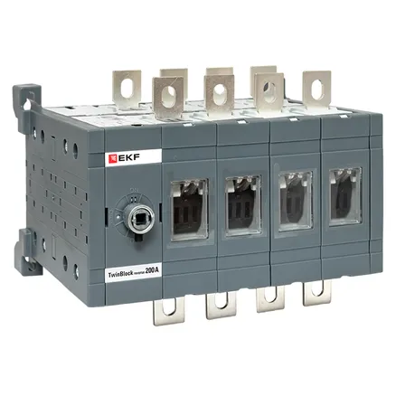 Рубильник 200A 4P реверсивный без рукоятки управления TwinBlock EKF (tb-s-200-4p-rev)