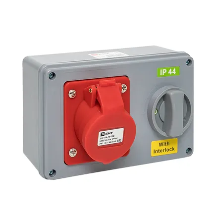 Роз. с блокировкой и выключателем 1414 3Р+РЕ 16А 380В IP44 EKF (ps-1414-16-380)