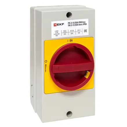 ПК-2-13 25А 3P "ВКЛ-ВЫКЛ" блок. в боксе IP65 EKF (pk-2k-13-25-a65)